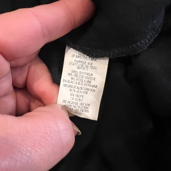 Helmut Lang XS Black Sheer  Long Sleeve V Neck Asymmetrical Hem Whymsical Top - Picture 8 of 10